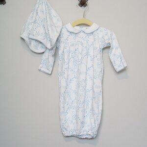 Nellapima Blue Bears Trellace Baby Boy Gown & Burp Cloth - Size 3M
